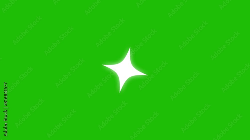 Twinkling stars animation, white cartoon, flat, vector, doodles style stars blinking, glitter on green background, night sky
