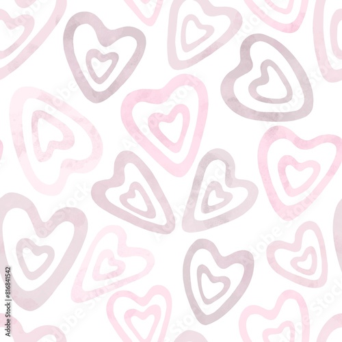 Heart seamless pattern. Romantic background with love symbol. Wedding decorative wall paper in pink colors.