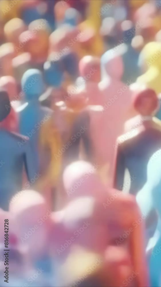 rush hour silhouettes of people running at sunset in big city street abstract time lapse animation - 4K 9x16 vertical stock Video footage AI
