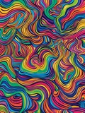 Vivid colorful abstract wave pattern psychedelic, thin lines, high definition