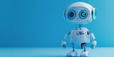 A cute and friendly AI robot assistant with big eyes and a bright smile