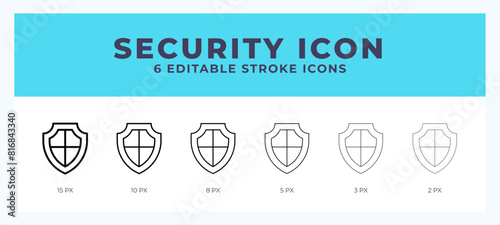 Security icon. Outline. Lineal icon symbol vector. Black outline.