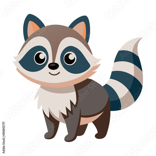 a cute little raccoon with a puffy tail.