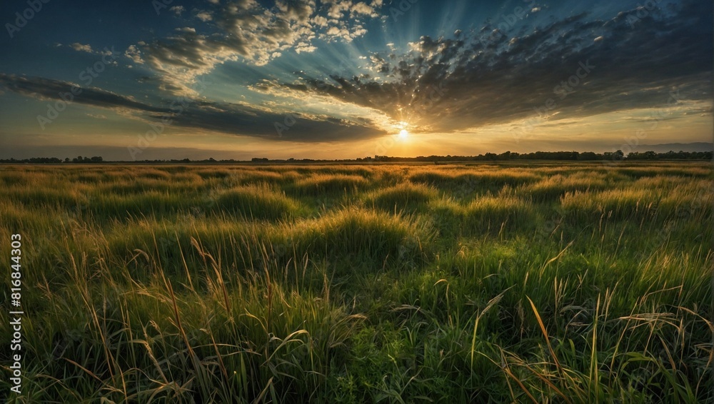 Green meadow with high grass