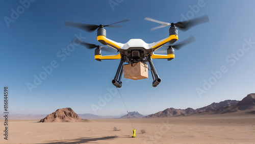 A nimble and agile drone, zipping through the air with a small package or payload