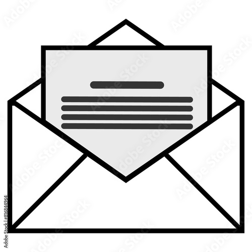 Email envelope with letter and text icon in transparent png without background.