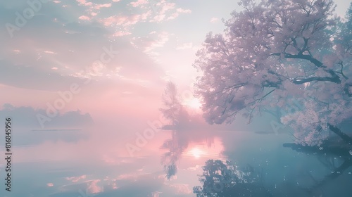 Muted pastel hues blending softly, creating a tranquil and serene atmosphere. © ALLAH KING OF WORLD