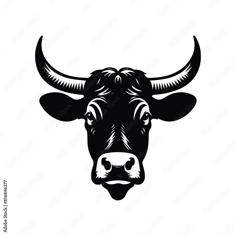 Black and white cow logo, icon, symbol, horn, bull, mammal animal Black and white cow logo, icon, symbol, horn, bull, mammal animal