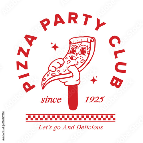 90s retro pizza character illustration