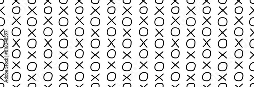 A tic-tac-toe game. Vector seamless pattern on a white background.