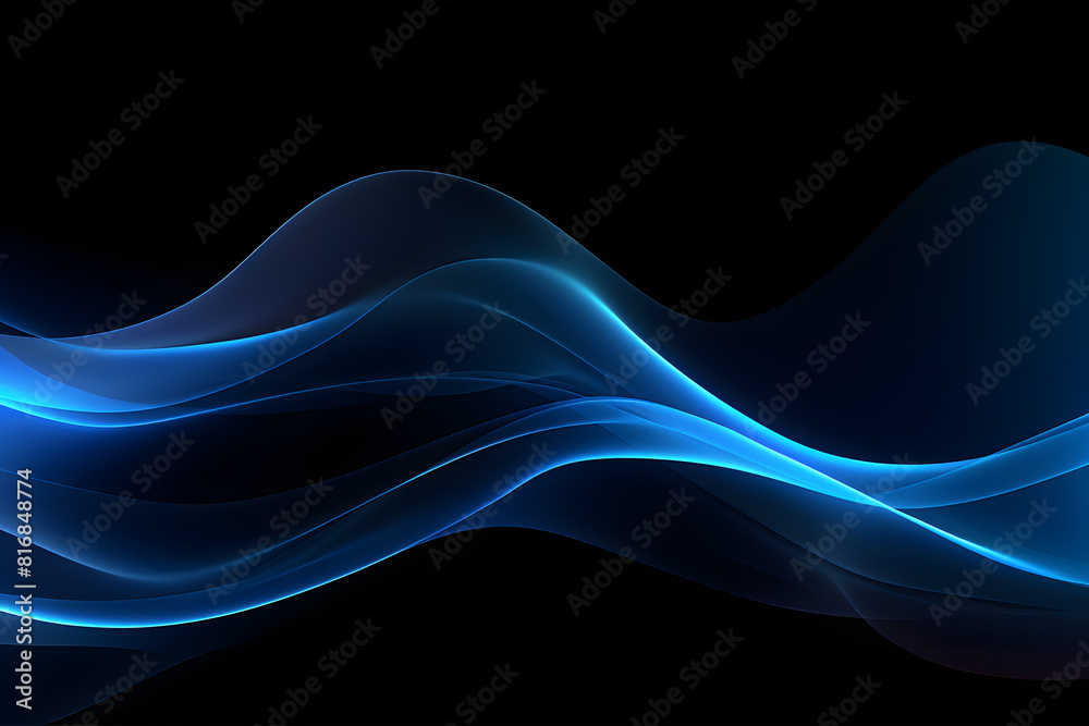 Aesthetic dark blue wave on black background. Modern abstract background Aesthetic dark blue wave on black background. Modern abstract background