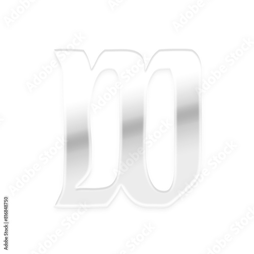 3D Metallic Alphabet W