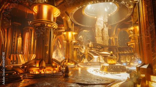 Alien golden interior fantasy structures