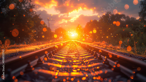 view of railway tracks in spring photo