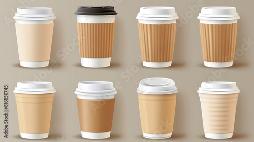 Wallpaper Mural mockups of blank brown container with lid for latte mocha cappuccino drinks Torontodigital.ca