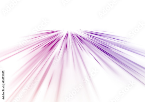 PNG. Acceleration speed motion on night road. Illustration of light ray, stripe line with blue light, speed motion background. Glitter blue wave light effect.	