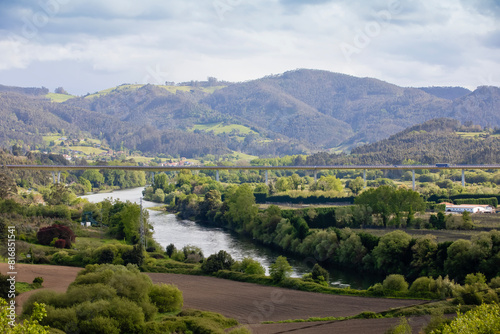 Mouth of the Nalon River landscape in Soto del Barco, Asturias.