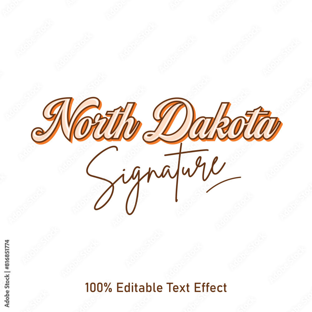 North Dakota text effect vector. Editable college t-shirt design printable text effect vector