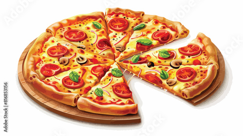 Tasty pizza on white background style vector design