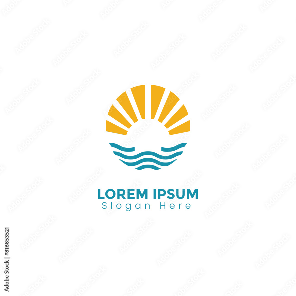 Vector logo design template. Sun and Sea sign. Vector logo design template. Sun and Sea sign.