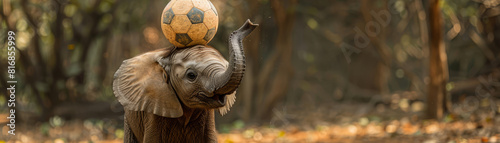 Playful Baby Elephant with ball photo