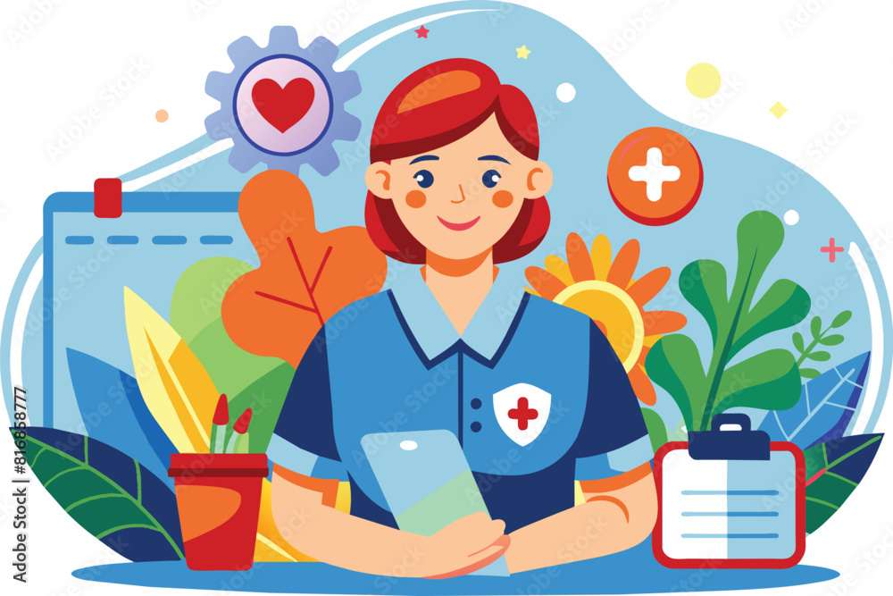 Flat illustration of a female social worker, vector illustration. Flat illustration of a female social worker, vector illustration.