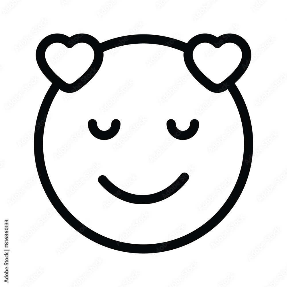 Happy face with heart symbols, concept icon of in love emoji Happy face with heart symbols, concept icon of in love emoji