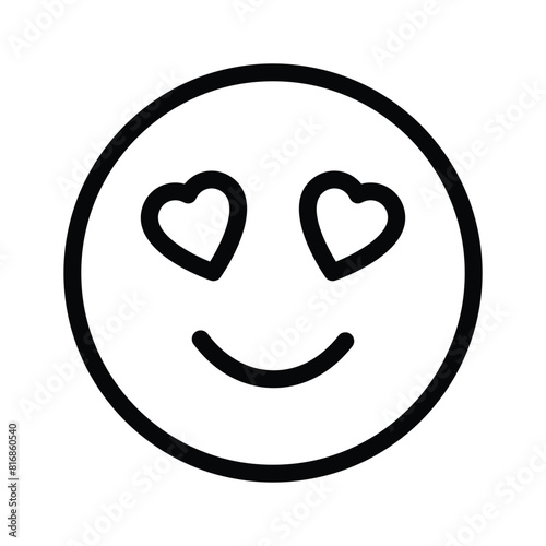 Happy face with heart symbols on eyes, concept icon of in love emoji