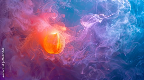 Abstract colorful smoke background with glowing light