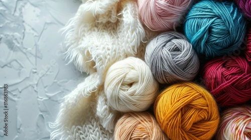 Colorful Yarn Skeins for Knitting. Generative ai