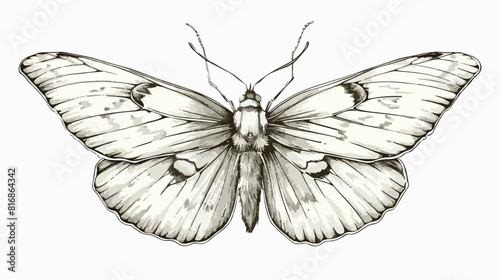 Cabbage butterfly moth species drawn in retro style.