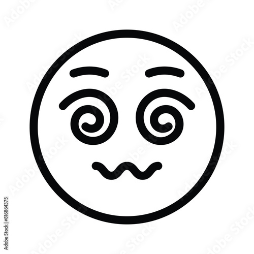 Dizzy emoji icon, dizziness expression vector design
