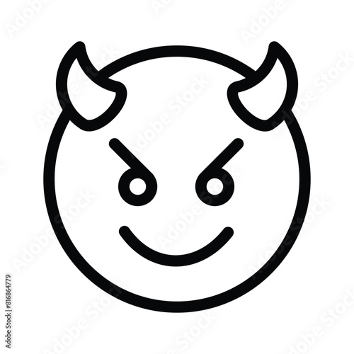 Scary devil with horns, customizable emoji icon in trendy style