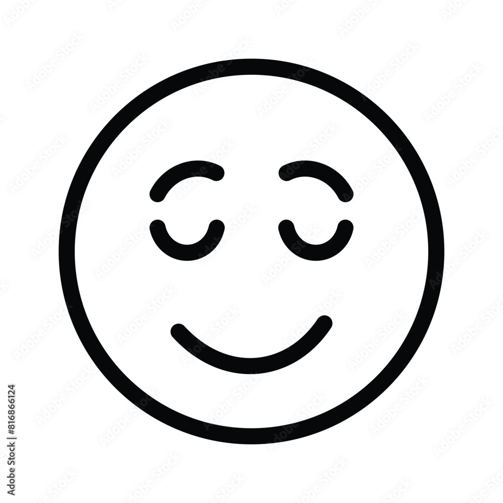 Calm face emoji icon, proud, cool expressions vector design