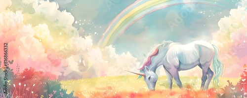 Majestic Unicorn Grazing in...