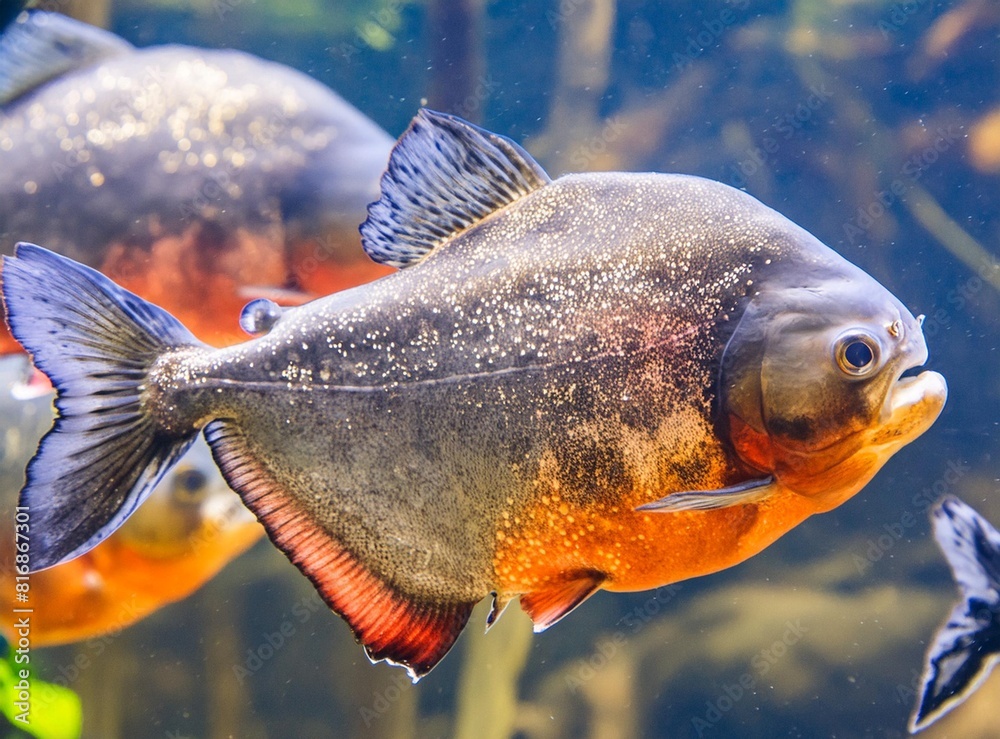 Piranha underwater closeup in São Francisco River, Brazil wildlife in nature Piranha underwater closeup in São Francisco River, Brazil wildlife in nature
