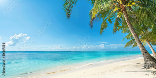 Palm trees and clear blue water at beach