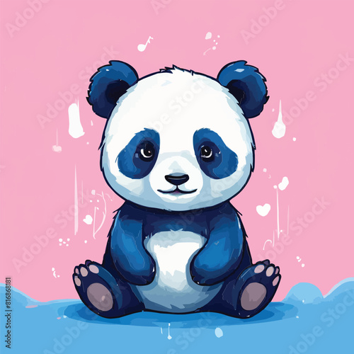 Cute panda customized vector illustration colors art