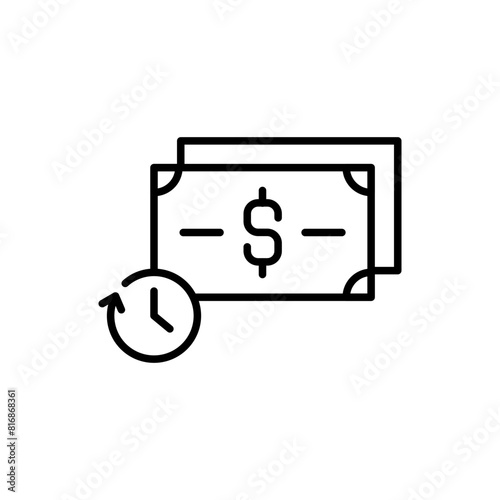 Pay later outline icons, minimalist vector illustration ,simple transparent graphic element .Isolated on white background