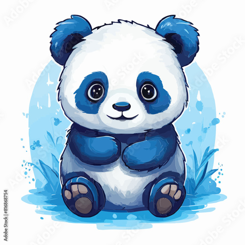 Cute panda customized vector illustration colors art
