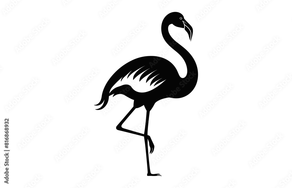 Fototapeta premium Flamingo Silhouettes Vector art, Flamingo bird black Silhouette Clipart