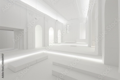 Luminescent white room, where inspiration flows freely in the glow of creativity.