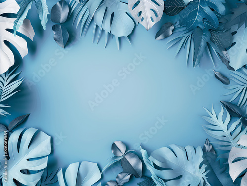 ropical Serenity: Minimalistic Paper Cut Style with Pastel Palette photo