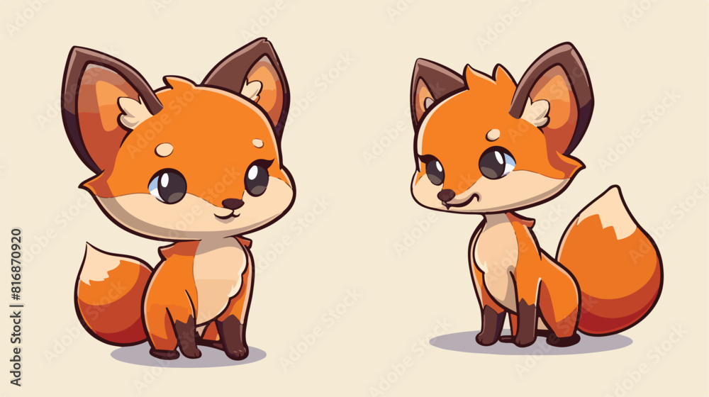 Cute fox cartoon vector style vector design illustration