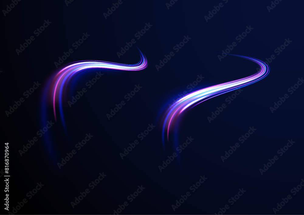 Car motion trails. Speed line motion vector background. Dynamic blue neon sport texture. Red blue motion police line, horizontal light rays. Abstract vector fire circles, sparkling swirls and energy l Car motion trails. Speed line motion vector background. Dynamic blue neon sport texture. Red blue motion police line, horizontal light rays. Abstract vector fire circles, sparkling swirls and energy l