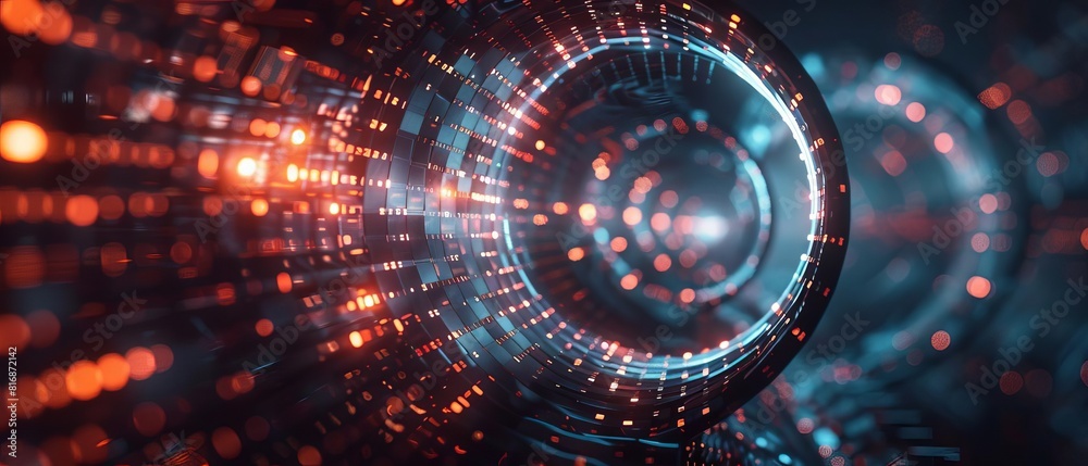 High-tech helix in a virtual reality setting, illuminated in contrasting hues, perfect for futuristic biotech visuals High-tech helix in a virtual reality setting, illuminated in contrasting hues, perfect for futuristic biotech visuals