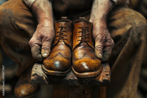 Close up of a person holding a pair of shoes. Great for fashion or footwear concepts