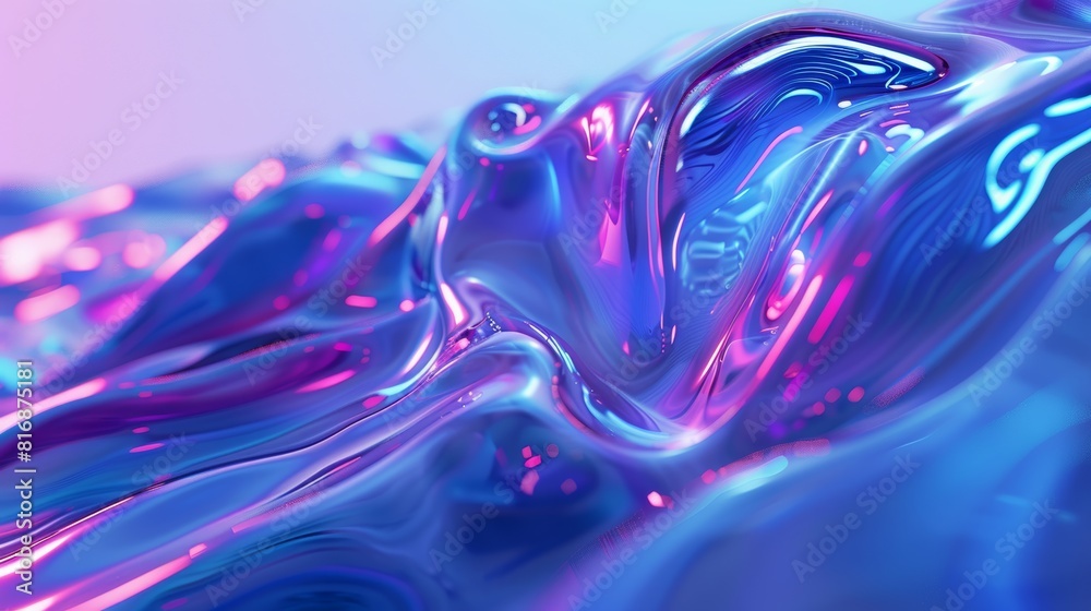 Fototapeta premium 3d abstract blue and purple background with flowing smoke, wavy liquid texture