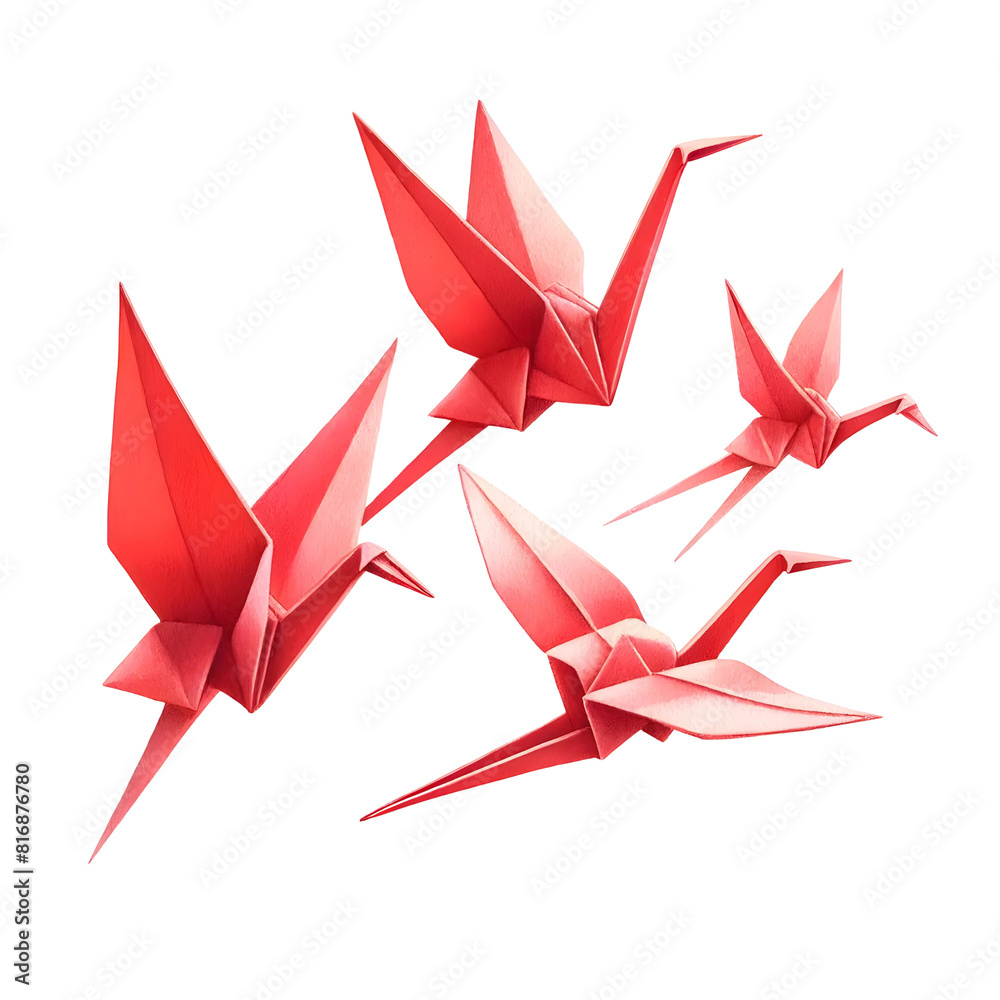 3d red paper crane