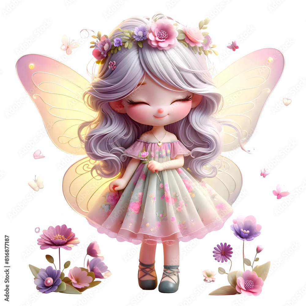 3D fairy with flowers